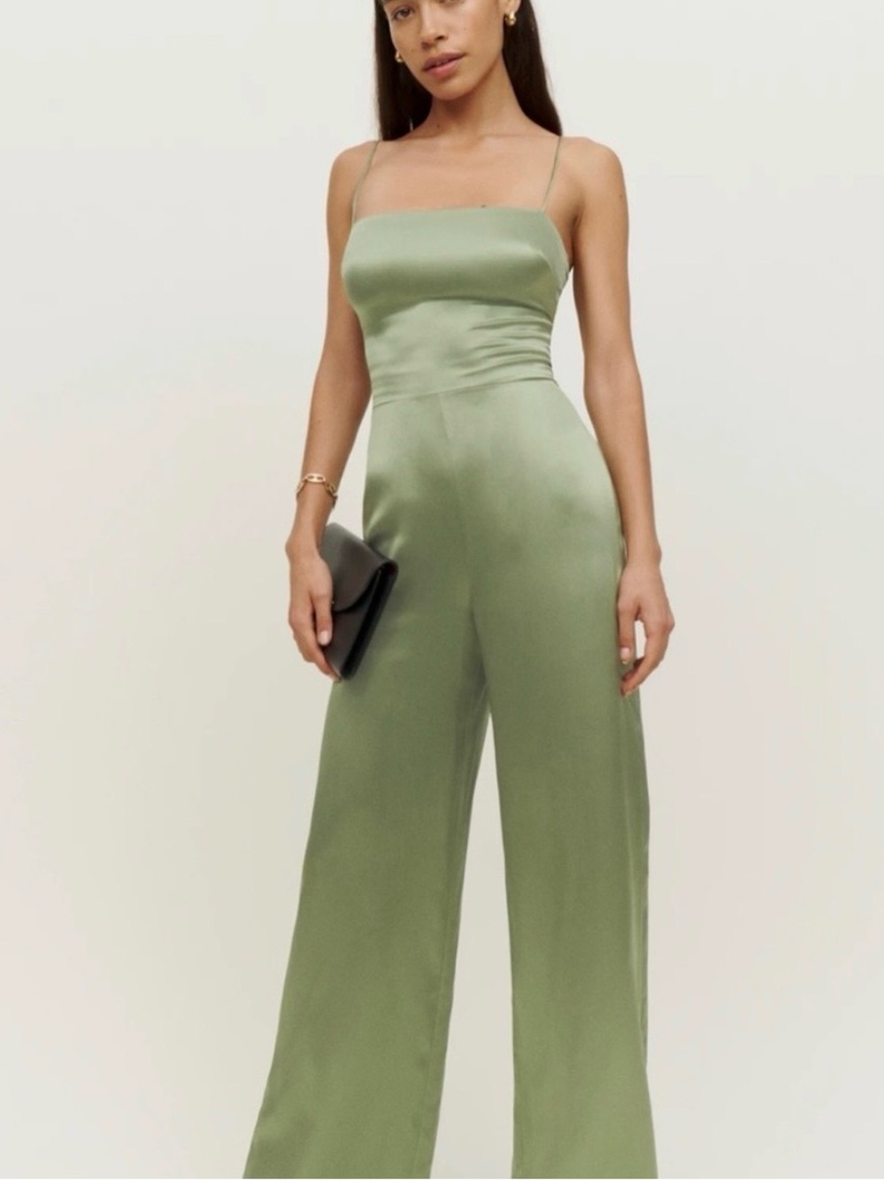 Reformation Sage Silk Jumpsuit